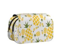 YUBVCF Ananas Trousse à stylos double couche à clapet pour garçons et filles, étui de transport durable avec fermeture éclair pour l'école, Noir , Taille unique, Organiseur de sac