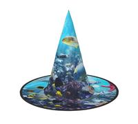 YUBVCF Coloré 3D Nature Scenic Of Sea Underwater Of Tropical Fish Printing Women Halloween Cap For Cosplay Oxford Cloth Halloween Hat For Mascarade Party