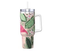 YUBVCF Flamingo Printing Gobelet isotherme à double paroi en acier inoxydable de 1200 ml avec poignée et couvercle à paille 2 en 1
