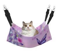 YUBVCF Lit doux pour animal domestique avec sangle réglable Motif papillon Rose