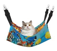 YUBVCF Lit doux pour animal domestique avec sangle réglable pour furet, chaton, chiot, petit chien, motif poissons tropicaux