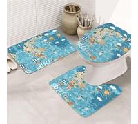 YUBVCF Lot de 3 tapis de salle de bain antidérapants en flanelle avec impression carte de la Grèce, 80 x 50,8 cm, pour coiffeuse de salle de bain, tapis de sol doux