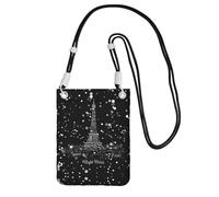 YUBVCF Night Paris Tour Eiffel Impression Petit sac à bandoulière pour téléphone portable, convient à tous les téléphones portables, utilisation pour la course, la marche, le vélo, Noir , Taille