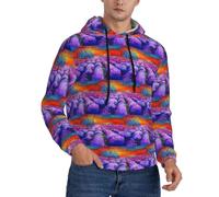 YUBVCF Peinture à l'huile de lavande imprimée à manches longues pour hommes Sweat à capuche décontracté avec cordon de serrage Tops Pull à capuche graphique imprimé, Noir , 4XL