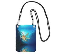 YUBVCF Petit étui à bandoulière pour téléphone portable avec impression de biologie marine, convient à tous les téléphones portables, utilisation pour la course, la marche, le vélo, Noir , Taille