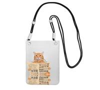 YUBVCF Petit sac à bandoulière pour lecture de journaux, chaton, s'adapte à tous les téléphones portables, utilisation pour la course, la marche, le vélo, Noir , Taille unique
