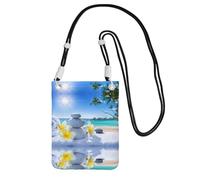 YUBVCF Petit sac à bandoulière pour téléphone portable avec impression de fleurs tropicales et pierres zen, convient à tous les téléphones portables, utilisation pour la course, la marche, le vélo