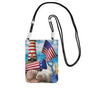 YUBVCF Sea To Shining Sea - Petit étui à bandoulière pour téléphone portable - Imprimé patriotique - Convient à tous les téléphones portables - Utilisation pour la course, la marche, le vélo, Noir