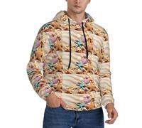 YUBVCF Shells On The Beach Sweat à capuche à manches longues pour homme décontracté avec cordon de serrage, Noir , S