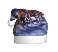 YUBVCF Snow Night Père Noël et cerf Impression Promotion Joyeux Noël, chapeau cloche à thème, chapeaux de soleil mignons pour adultes spectacles sur scène