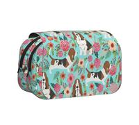 YUBVCF Sweet Basset Hound Trousse à double couche à clapet pour garçons et filles, étui de transport durable avec fermeture éclair pour l'école, Noir , Taille unique, Organiseur de sac