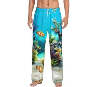 YUBVCF Tropical Fish Pantalon de pyjama long et doux pour homme avec cordon de serrage et poches, blanc, XXL
