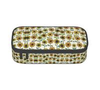 YUBVCF Trousse à crayons romantique avec motif tournesols mignons pour étudiants, garçons et filles, grande capacité, multi-emplacements, durable, Noir , Taille unique, Organiseur de sac