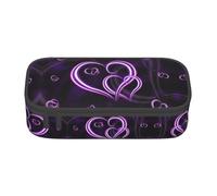 YUBVCF Trousse à crayons tendance avec cœurs violets pour étudiants, garçons et filles, grande capacité multi-emplacements durable, Noir , Taille unique, Organiseur de sac