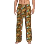YUBVCF Vase Tournesol Pantalon de pyjama long et doux pour homme avec cordon de serrage et poches, blanc, XXL