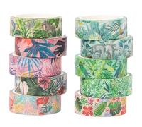 YUBX 10 rouleaux Plantes Washi Tape Set dans le style de peinture Ruban Adhésif Papier Décoratif Masking Tape pour Scrapbooking Artisanat de Bricolage