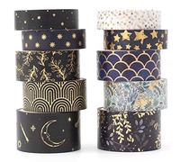 YUBX 10 Rouleaux Washi Tape Ruban Adhésif Papier Décoratif Masking Tape Washi créatif en feuille d'or pour Scrapbooking Artisanat de Bricolage (Foil Mash-ups)