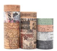 YUBX 10 rouleaux Washi Tape Set, Ruban Vintage Adhésif Décoratif Masking Tapes pour Arts, Bullet Journal, Scrapbooking, Bricolage, Emballage