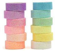 YUBX 12 rouleaux Briller Washi Tape Set Ruban Adhésif Papier Motifs Feuille scintillante Décoratif Saupoudrer Coloré Masking Tape pour Scrapbooking Artisanat de Bricolage (12 couleurs)