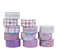 YUBX 12 Rouleaux Grille Washi Tape Ruban Adhésif Papier Décoratif Masking Tape pour Scrapbooking Artisanat de Bricolage