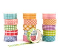 YUBX 16 rouleaux Washi Tape Set, Grille Masking Tape Scrapbooking Ruban Adhésif Décoratif pour Arts, Bullet Journal, Bricolage, Emballage