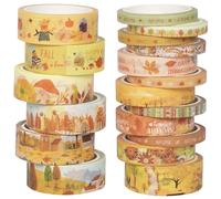 YUBX 18 rouleaux Washi Tape Set, Automne Masking Tape Ruban décoratif pour Arts et travaux manuels de Bricolage, Scrapbooking, Bullet, Journal, Planning, Cadeaux, décoration