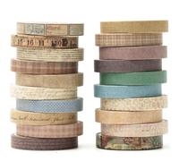 YUBX 20 rouleaux Millésime Washi Tape Set Maigre Rétro Ruban Adhésif Décoratif Masking Tapes pour Arts, Bullet Journal, Scrapbooking, Bricolage, Emballage (Vintage)