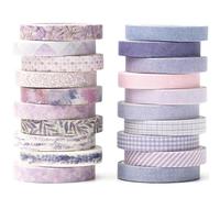 YUBX 20 rouleaux Millésime Washi Tape Set Maigre Rétro Ruban Adhésif Décoratif Masking Tapes pour Arts, Bullet Journal, Scrapbooking, Bricolage, Emballage (Violet)