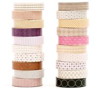 YUBX 20 rouleaux Motifs de base Washi Tape Set Ruban Adhésif Papier Motifs Élégance géométrique Décoratif Maigre Masking Tape pour Scrapbooking Artisanat de Bricolage (2 Blush Dusk)