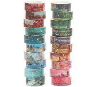 YUBX 20 rouleaux Paysage Washi Tape Set, Feuille d’or Ruban Adhésif Peinture à l’huile Décoratif Masking Tapes pour Arts, Bullet Journal, Scrapbooking, Bricolage, Emballage