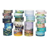 YUBX 24 rouleaux Paysage Washi Tape Set, Ruban Adhésif Peinture à l’huile Décoratif Masking Tapes pour Arts, Bullet Journal, Scrapbooking, Bricolage, Emballage