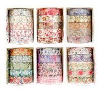 YUBX 30 rouleaux Fleur Washi Tape Set Ruban Adhésif Papier Motifs floraux Décoratif Maigre Masking Tape pour Scrapbooking Artisanat de Bricolage (Blossoms Flourish)