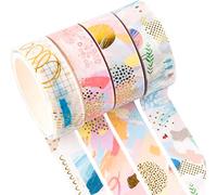 YUBX 4 Rouleaux Washi Tape Ruban Adhésif Papier Décoratif Masking Tape pour Scrapbooking Artisanat de Bricolage (Geometric 4)