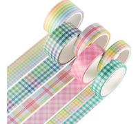 YUBX 6 Rouleau Washi Tape Ruban Adhésif Papier Décoratif Masking Tape pour Scrapbooking Artisanat de Bricolage (Rainbow Plaid)