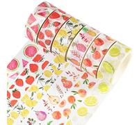 YUBX 6 Rouleaux Washi Tape Set Ruban Adhésif Papier Décoratif Fruits & Floral Masking Tape pour Scrapbooking Artisanat de Bricolage (Fresh Fruit)