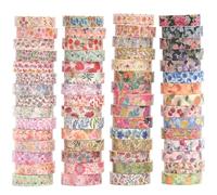 YUBX 60 rouleaux Fleur Washi Tape Set Ruban Adhésif Papier Motifs floraux Décoratif Maigre Masking Tape pour Scrapbooking Artisanat de Bricolage (été)
