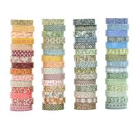YUBX 60 rouleaux Motifs de base Washi Tape Set Ruban Adhésif Papier Motifs Élégance géométrique Décoratif Maigre Masking Tape pour Scrapbooking Artisanat de Bricolage (Bygone Days)