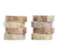 YUBX 8 rouleaux Maigre Washi Tape Set, Ruban Vintage Adhésif Décoratif Masking Tapes pour Arts, Bullet Journal, Scrapbooking, Bricolage, Emballage (Junk Books)