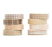 YUBX 8 rouleaux Maigre Washi Tape Set, Ruban Vintage Adhésif Décoratif Masking Tapes pour Arts, Bullet Journal, Scrapbooking, Bricolage, Emballage (Retro Plaid)