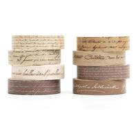 YUBX 8 rouleaux Maigre Washi Tape Set, Ruban Vintage Adhésif Décoratif Masking Tapes pour Arts, Bullet Journal, Scrapbooking, Bricolage, Emballage (Handwritten Text)