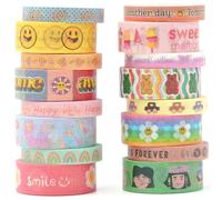 YUBX Bonne journée Washi Tape Set 16 Rouleaux Masking Tape Ruban adhesif decoratif pour Scrapbooking Artisanat de Bricolage