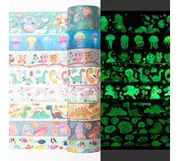YUBX Cute Creatures Lot de 8 rouleaux de ruban adhésif Washi lumineux phosphorescent pour arts, travaux manuels, journaux, planificateurs, scrapbooking, emballage