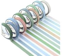 YUBX Flaco Washi Tape Lot de 12 rouleaux de ruban adhésif décoratif Washi Glitter adhésif 8 mm de large (Green Small)