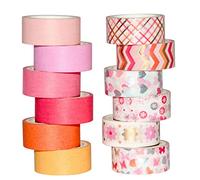YUBX Gold Pink Washi Tape Set de ruban adhésif décoratif VSCO pour travaux manuels, journaux Bullet Journals, planificateurs, scrapbooking, emballage (Pink Tone)