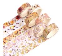 YUBX Lot de 6 rouleaux de ruban adhésif Washi Tape - Impression dorée - Ruban adhésif décoratif coloré pour bricolage, embellissement des journaux, planificateur, scrapbooking et emballage (feuilles