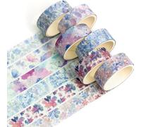 YUBX Lot de 6 rouleaux de ruban adhésif Washi Tape - Impression dorée - Ruban adhésif décoratif coloré pour bricolage, embellissement des journaux, planificateurs, scrapbooking et emballage (jardin
