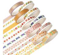 YUBX Maigre Or Washi Tape Set Masking Tape Ruban adhesif decoratif pour Scrapbooking Artisanat de Bricolage 8MM de large (thème fruits)