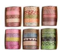 YUBX Maigre Washi Tape Set Masking Tape 30 rouleaux Ruban adhesif decoratif pour Scrapbooking Artisanat de Bricolage 10MM de large (forêts arc-en-ciel)