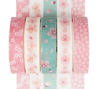 YUBX Maigre Washi Tape Set Masking Tape 5 rouleaux Ruban adhesif decoratif pour Scrapbooking Artisanat de Bricolage 10MM de large (Sakura)
