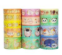 YUBX Mignon Animaux Washi Tape Ruban Adhésif Papier Décoratif Masking Tape pour Scrapbooking Artisanat de Bricolage 13 rouleaux (Animal Kindergarten)